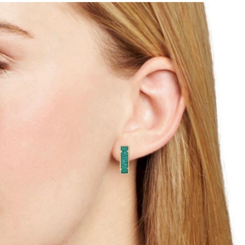 Kendra Scott Drusy rectangle stud, green and silver